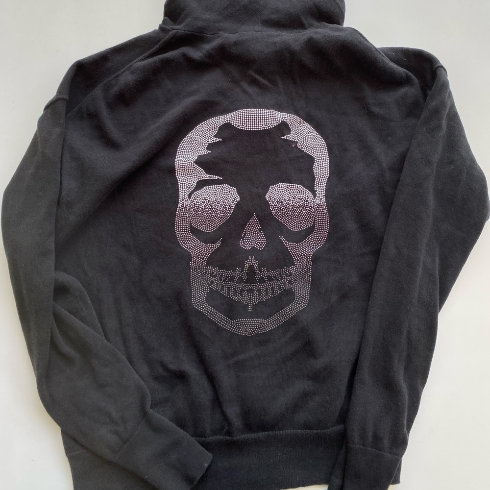 Zadig and Voltaire Skull Zip-Up Hoodie Black with Silver Studs